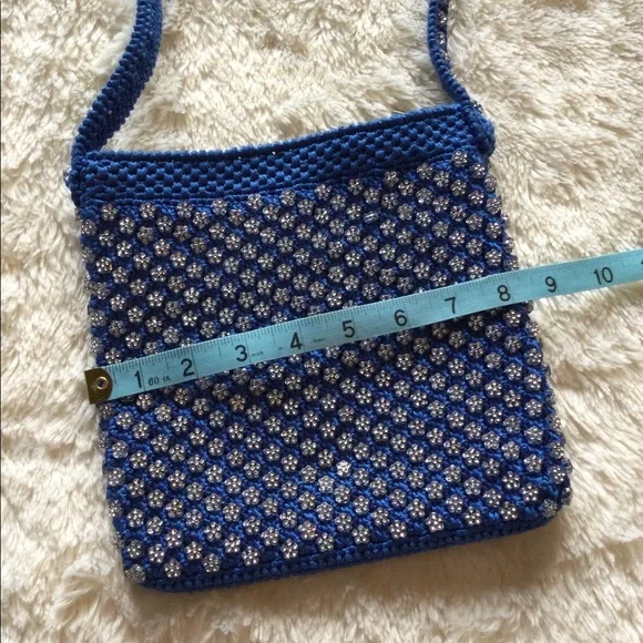 💎5xHP!💎Hand Beaded Crystal Flowers Crossbody Bag - Picture 7 of 9